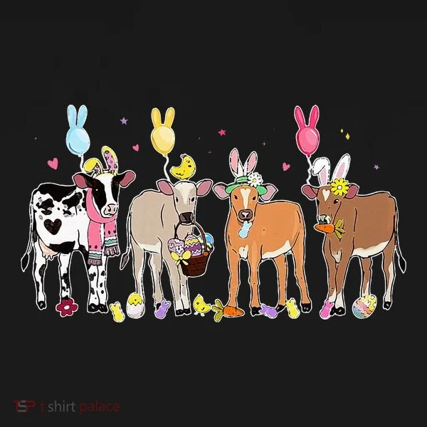 Cute Cow Easter Day Farm Animals Easter Eggs Bunny Bucket Hat