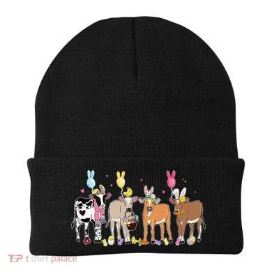 Cute Cow Easter Day Farm Animals Easter Eggs Bunny Beanie
