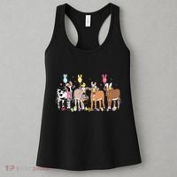 Cute Cow Easter Day Farm Animals Easter Eggs Bunny Women's Tank Top thumb 3