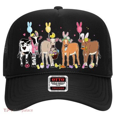 Cute Cow Easter Day Farm Animals Easter Eggs Bunny Hat