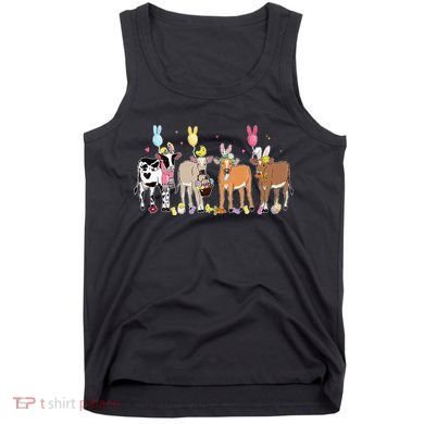Cute Cow Easter Day Farm Animals Easter Eggs Bunny Tank Top