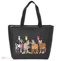 Cute Cow Easter Day Farm Animals Easter Eggs Bunny Tote Bag thumb 0