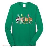 Cute Cow Easter Day Farm Animals Easter Eggs Bunny Long Sleeve Shirt thumb 0
