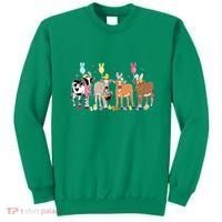 Cute Cow Easter Day Farm Animals Easter Eggs Bunny Sweatshirt thumb 0