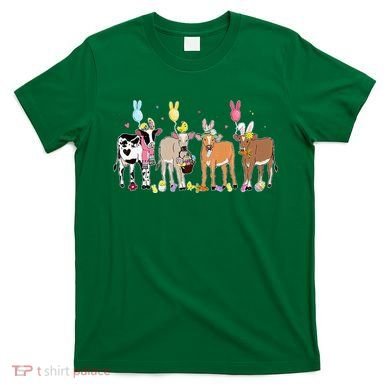 Cute Cow Easter Day Farm Animals Easter Eggs Bunny T-Shirt