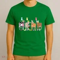 Cute Cow Easter Day Farm Animals Easter Eggs Bunny T-Shirt thumb 3