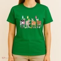 Cute Cow Easter Day Farm Animals Easter Eggs Bunny T-Shirt thumb 4
