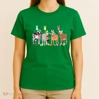 Cute Cow Easter Day Farm Animals Easter Eggs Bunny T-Shirt thumb 4