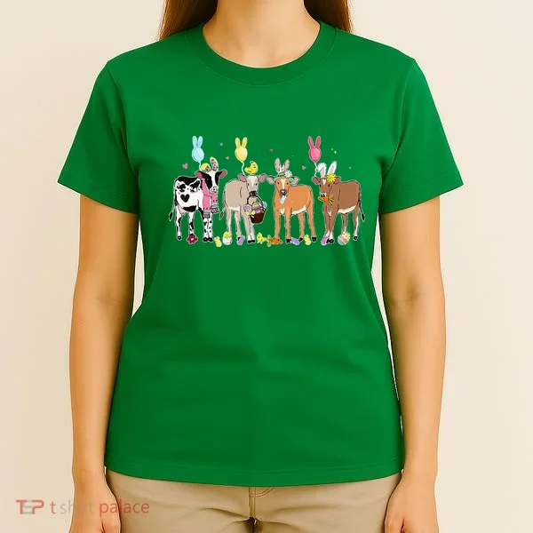 Cute Cow Easter Day Farm Animals Easter Eggs Bunny T-Shirt