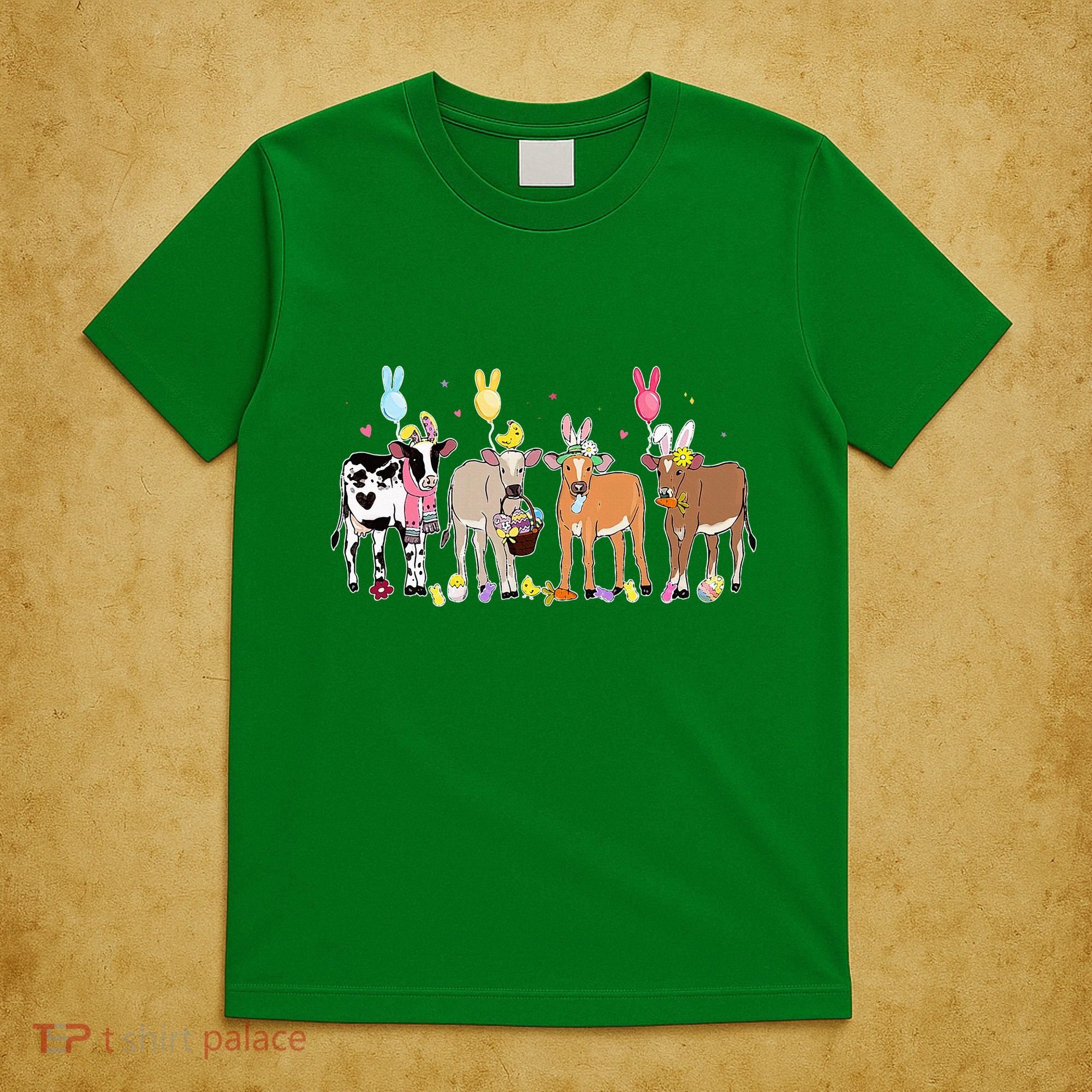 Cute Cow Easter Day Farm Animals Easter Eggs Bunny T-Shirt