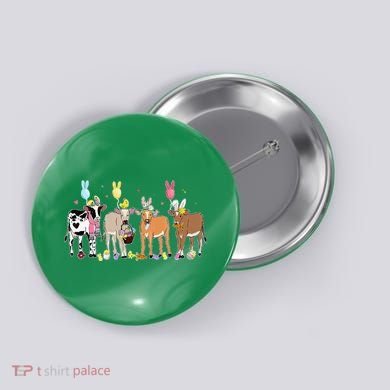 Cute Cow Easter Day Farm Animals Easter Eggs Bunny Button