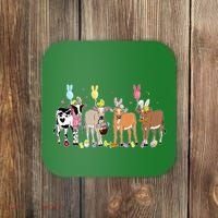 Cute Cow Easter Day Farm Animals Easter Eggs Bunny Coaster thumb 0