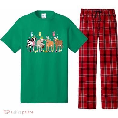 Cute Cow Easter Day Farm Animals Easter Eggs Bunny Pajama Set