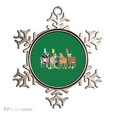 Cute Cow Easter Day Farm Animals Easter Eggs Bunny Ornament
