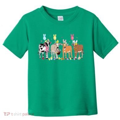 Cute Cow Easter Day Farm Animals Easter Eggs Bunny Toddler T-Shirt