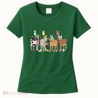 Cute Cow Easter Day Farm Animals Easter Eggs Bunny Women's T-Shirt thumb 0