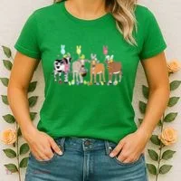 Cute Cow Easter Day Farm Animals Easter Eggs Bunny Women's T-Shirt thumb 2
