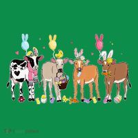 Cute Cow Easter Day Farm Animals Easter Eggs Bunny Women's T-Shirt thumb 6