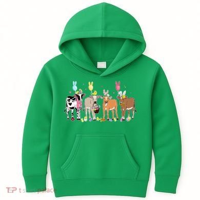 Cute Cow Easter Day Farm Animals Easter Eggs Bunny Kids Hoodie