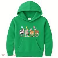 Cute Cow Easter Day Farm Animals Easter Eggs Bunny Kids Hoodie thumb 0