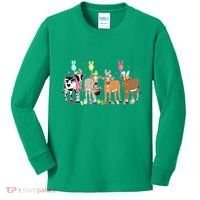 Cute Cow Easter Day Farm Animals Easter Eggs Bunny Kids Long Sleeve Shirt thumb 0
