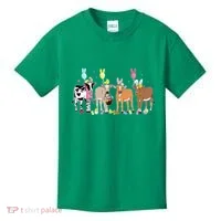 Cute Cow Easter Day Farm Animals Easter Eggs Bunny Kids T-Shirt thumb 0