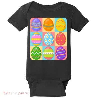 Cute Colorful Easter Egg Pop Art Baby Bodysuit