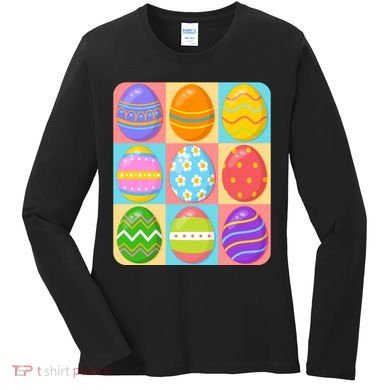 Cute Colorful Easter Egg Pop Art Women's Long Sleeve Shirt