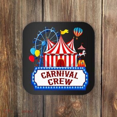 Carnival Crew For Carnival Birthday Theme Party Matching Coaster