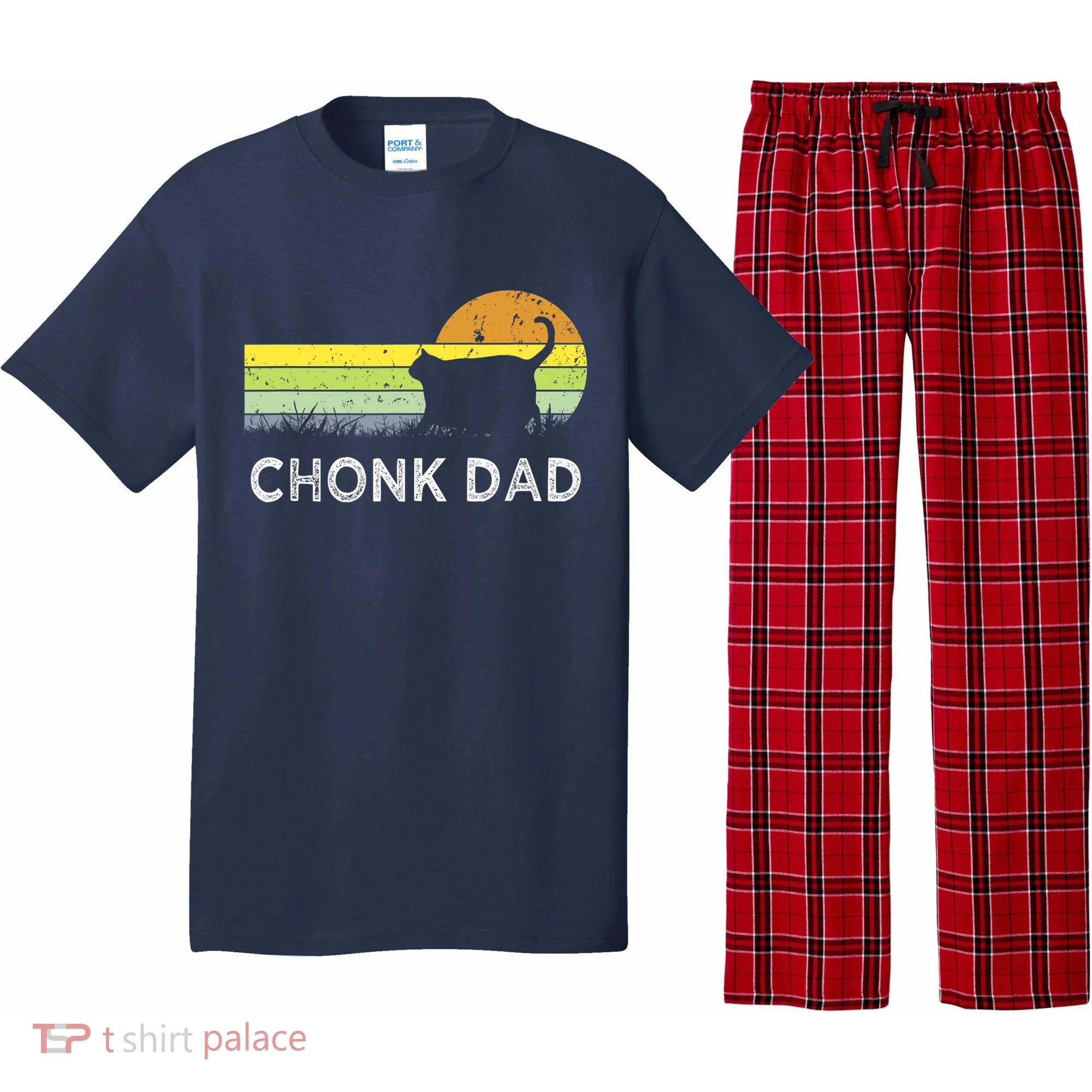 Chonk Cat Funny Cat Dad Meme Fluffiest Kitty Pajama Set