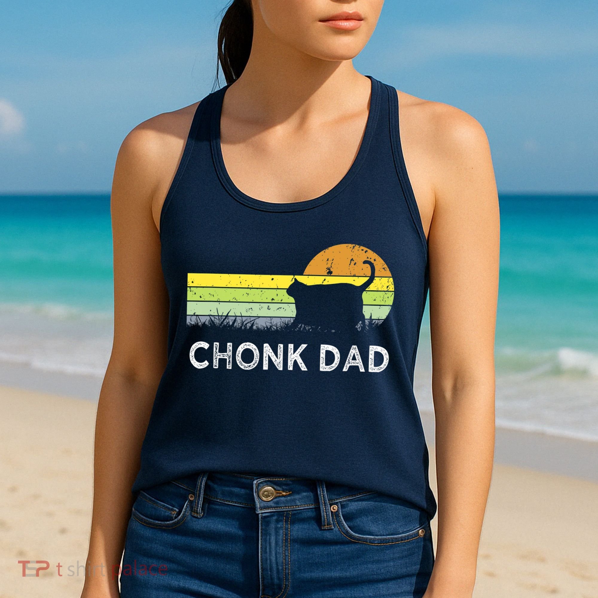 Chonk Cat Funny Cat Dad Meme Fluffiest Kitty Women's Tank Top
