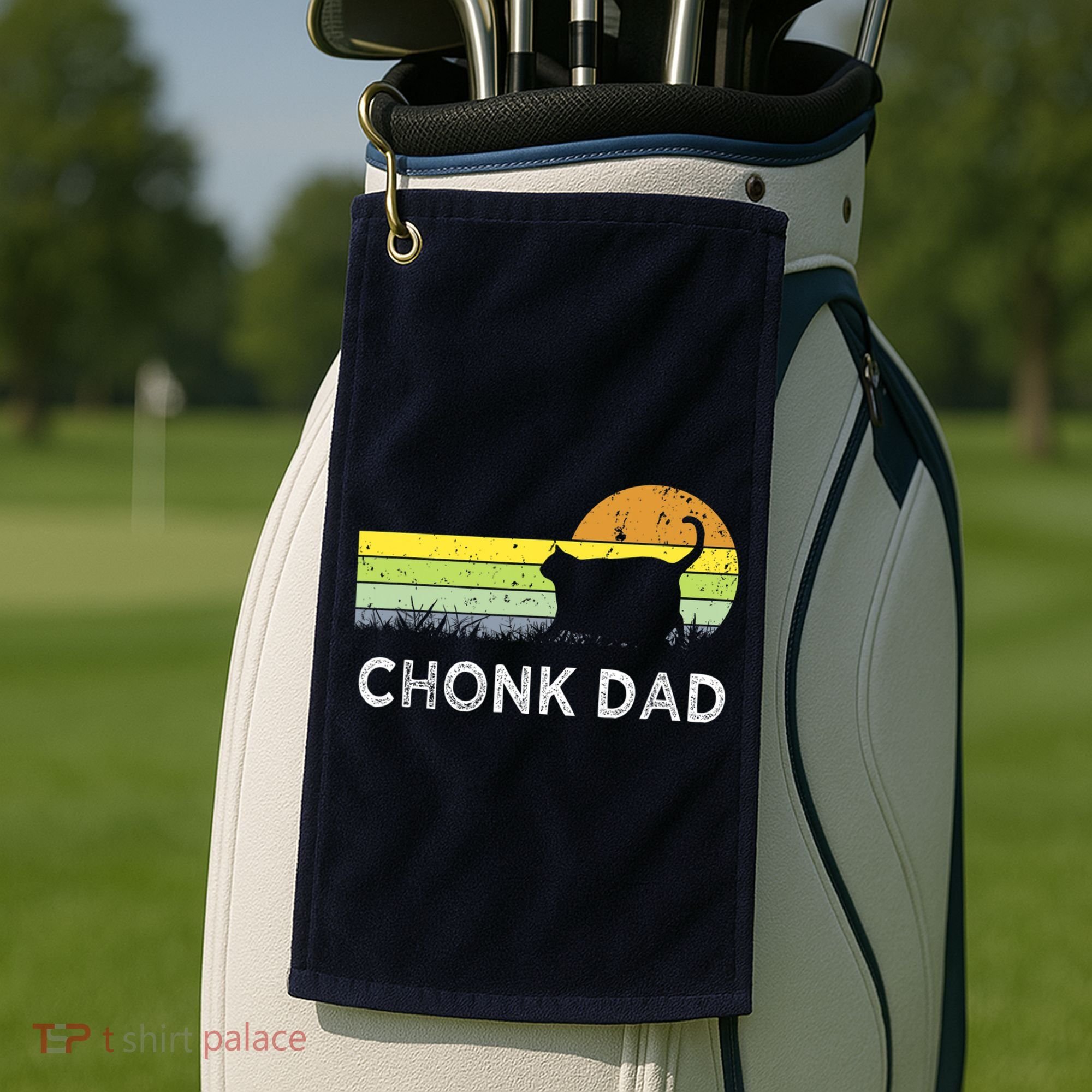 Chonk Cat Funny Cat Dad Meme Fluffiest Kitty Golf Towel