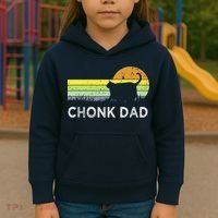 Chonk Cat Funny Cat Dad Meme Fluffiest Kitty Kids Hoodie thumb 3