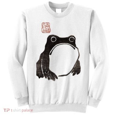 Cute Cottagecore Frog Grumpy Japanese Frog Sweatshirt