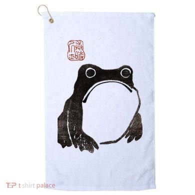 Cute Cottagecore Frog Grumpy Japanese Frog Golf Towel