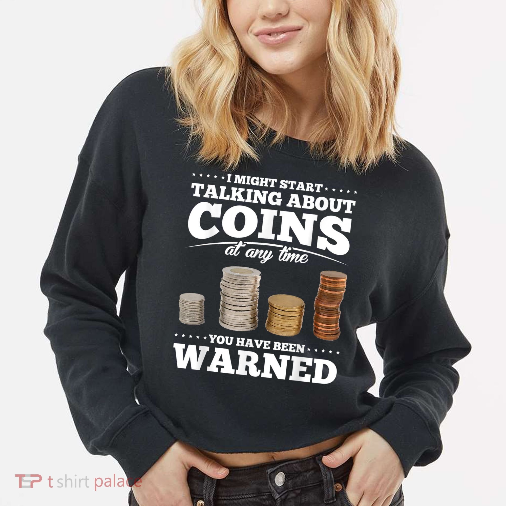 Coin Collecting Funny Coin Collector Cropped Pullover Crew