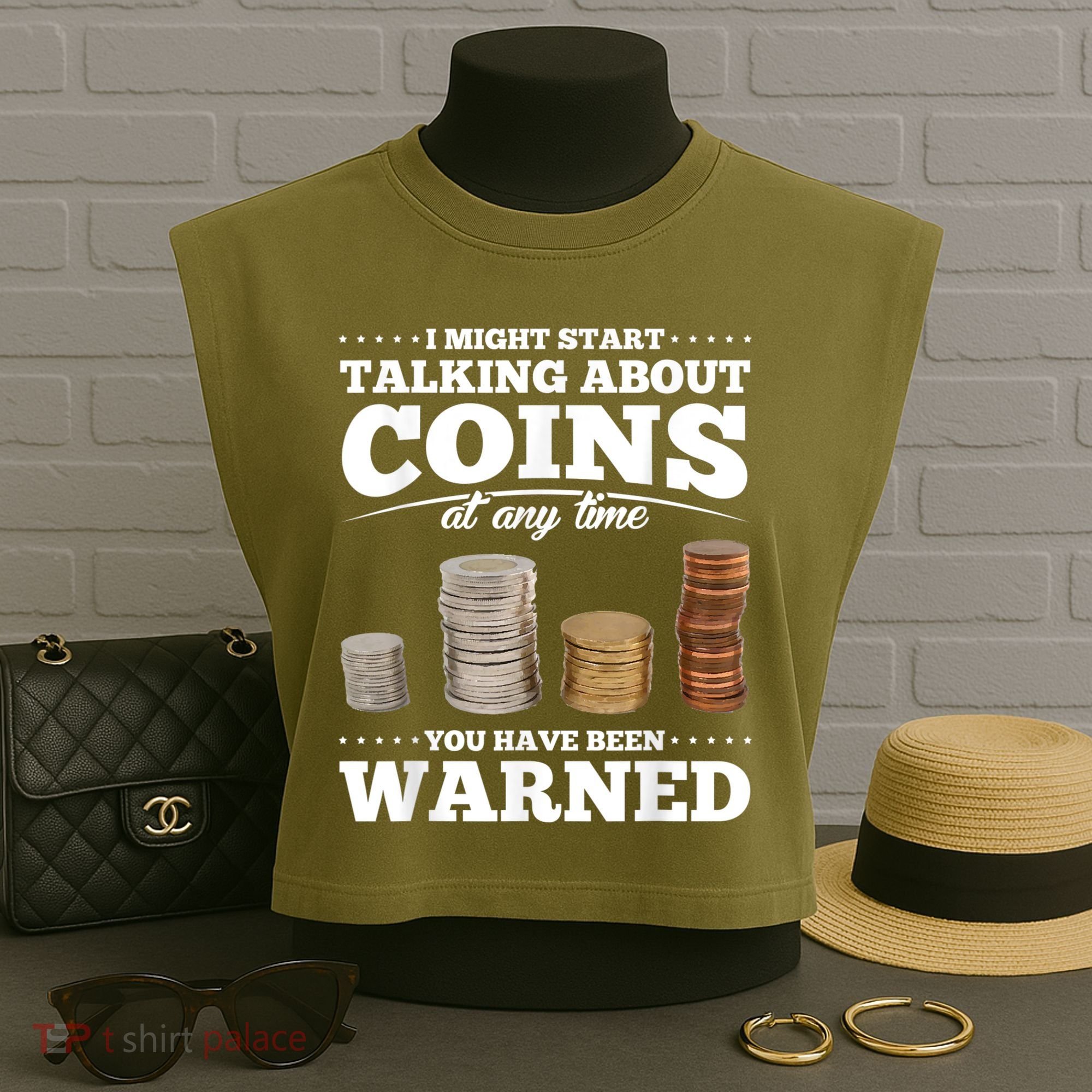 Coin Collecting Funny Coin Collector Garment-Dyed Women's Muscle Tee