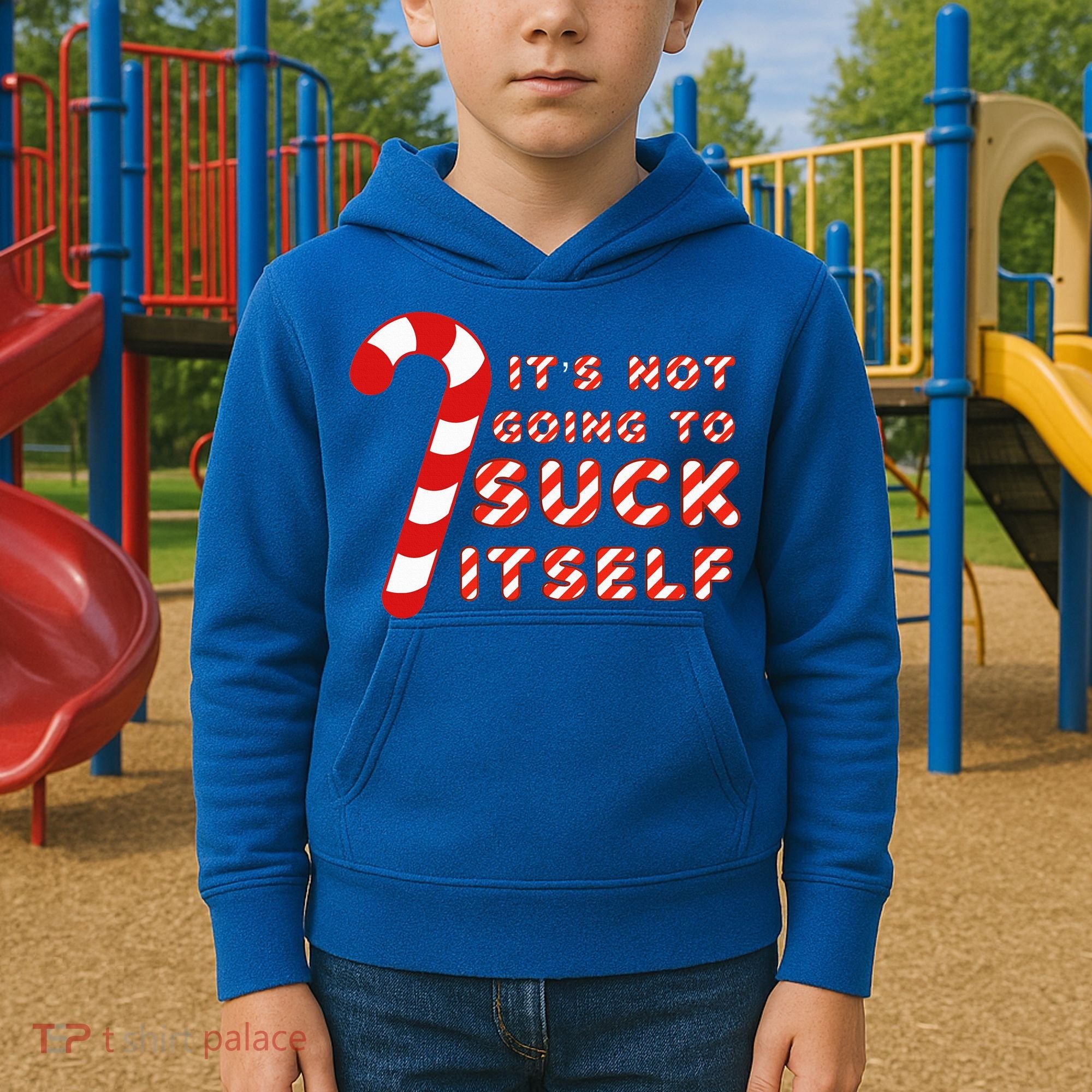 Candy Cane Funny Christmas Joke That Won't By Itself Kids Hoodie
