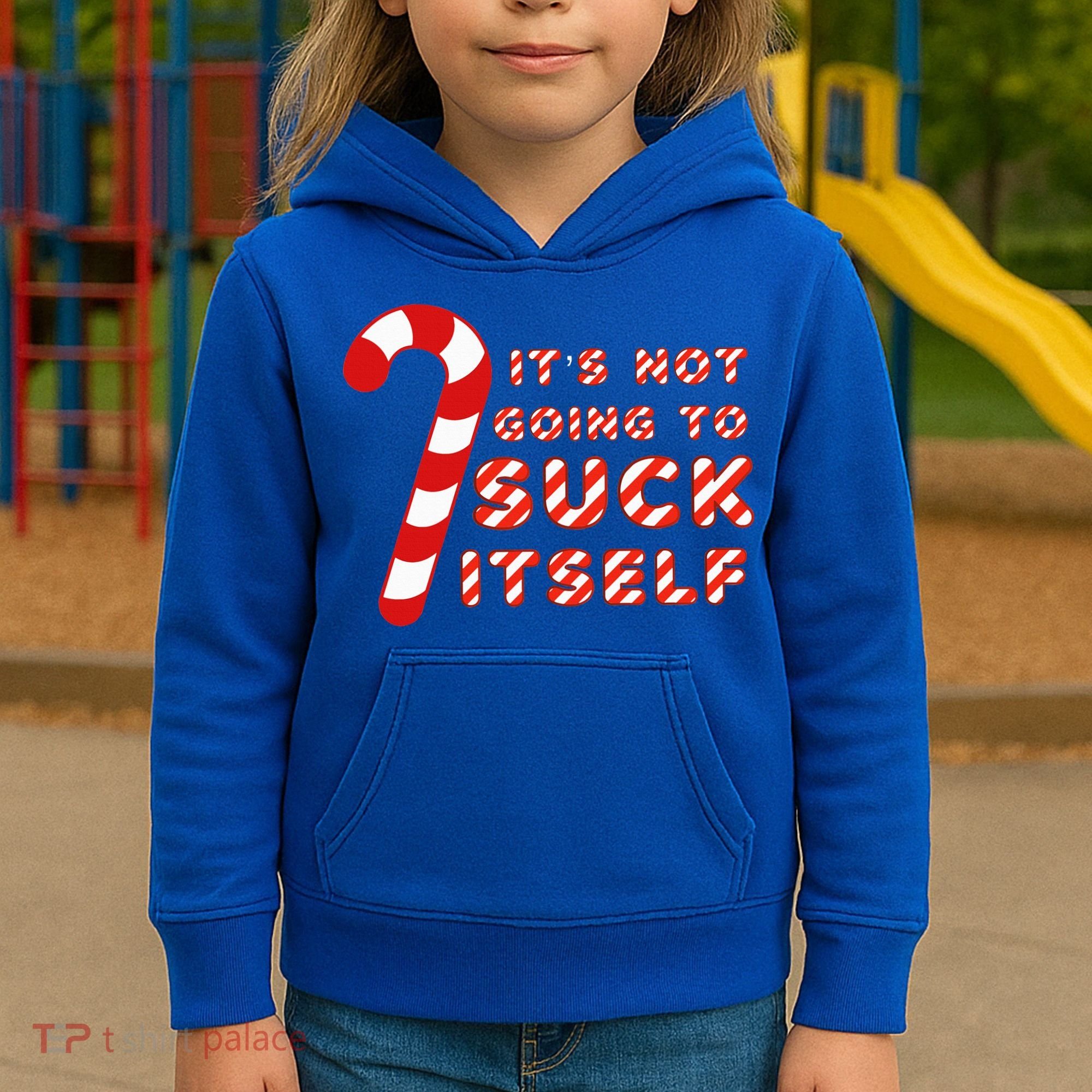 Candy Cane Funny Christmas Joke That Won't By Itself Kids Hoodie