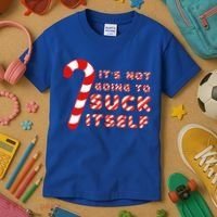 Candy Cane Funny Christmas Joke That Won't By Itself Kids T-Shirt thumb 3
