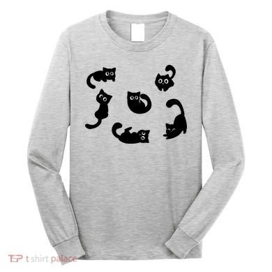 Cute Cat Funny Black Cat For Cat Lovers Cat Mom Long Sleeve Shirt