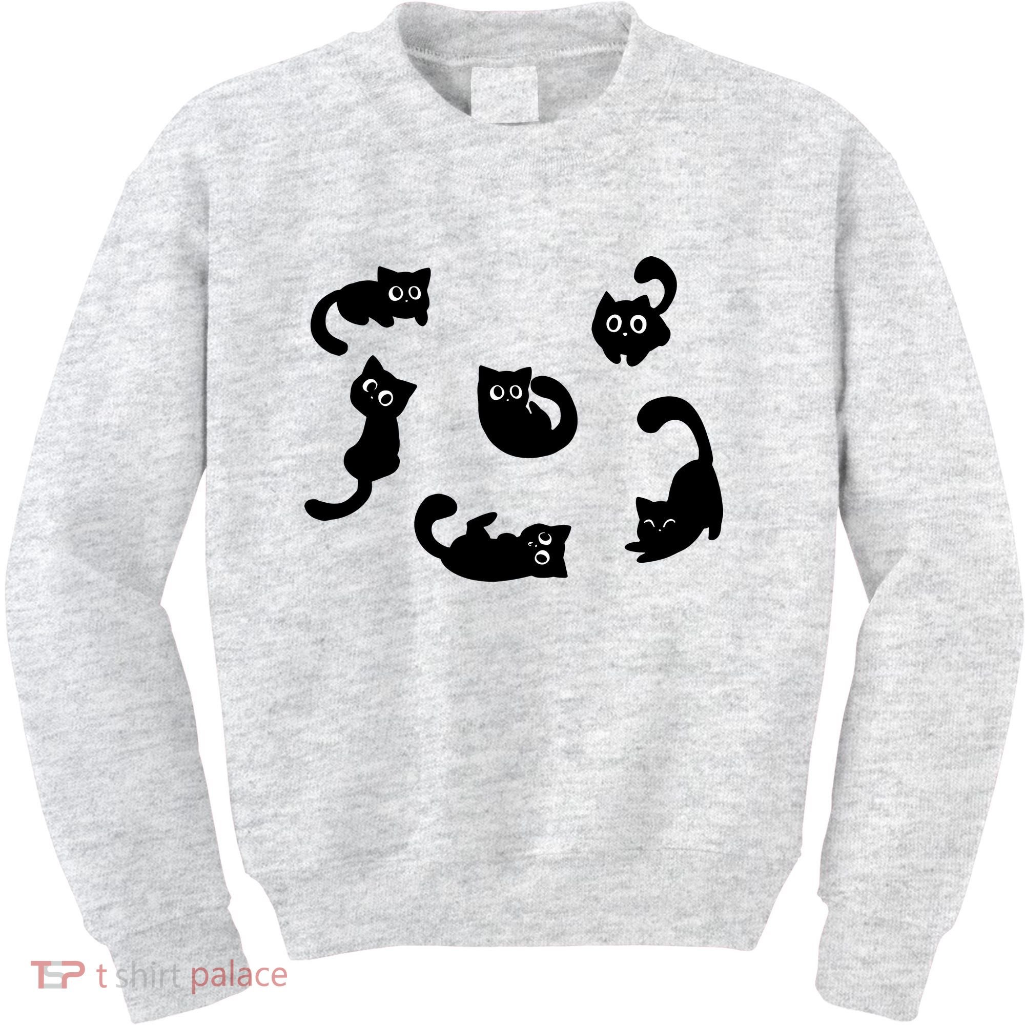 Cute Cat Funny Black Cat For Cat Lovers Cat Mom Kids Sweatshirt