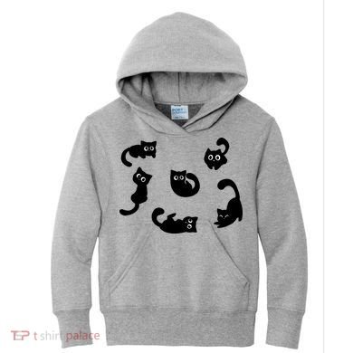Cute Cat Funny Black Cat For Cat Lovers Cat Mom Kids Hoodie