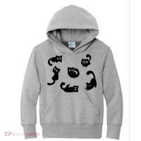 Cute Cat Funny Black Cat For Cat Lovers Cat Mom Kids Hoodie thumb 0
