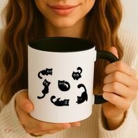 Cute Cat Funny Black Cat For Cat Lovers Cat Mom Coffee Mug thumb 3