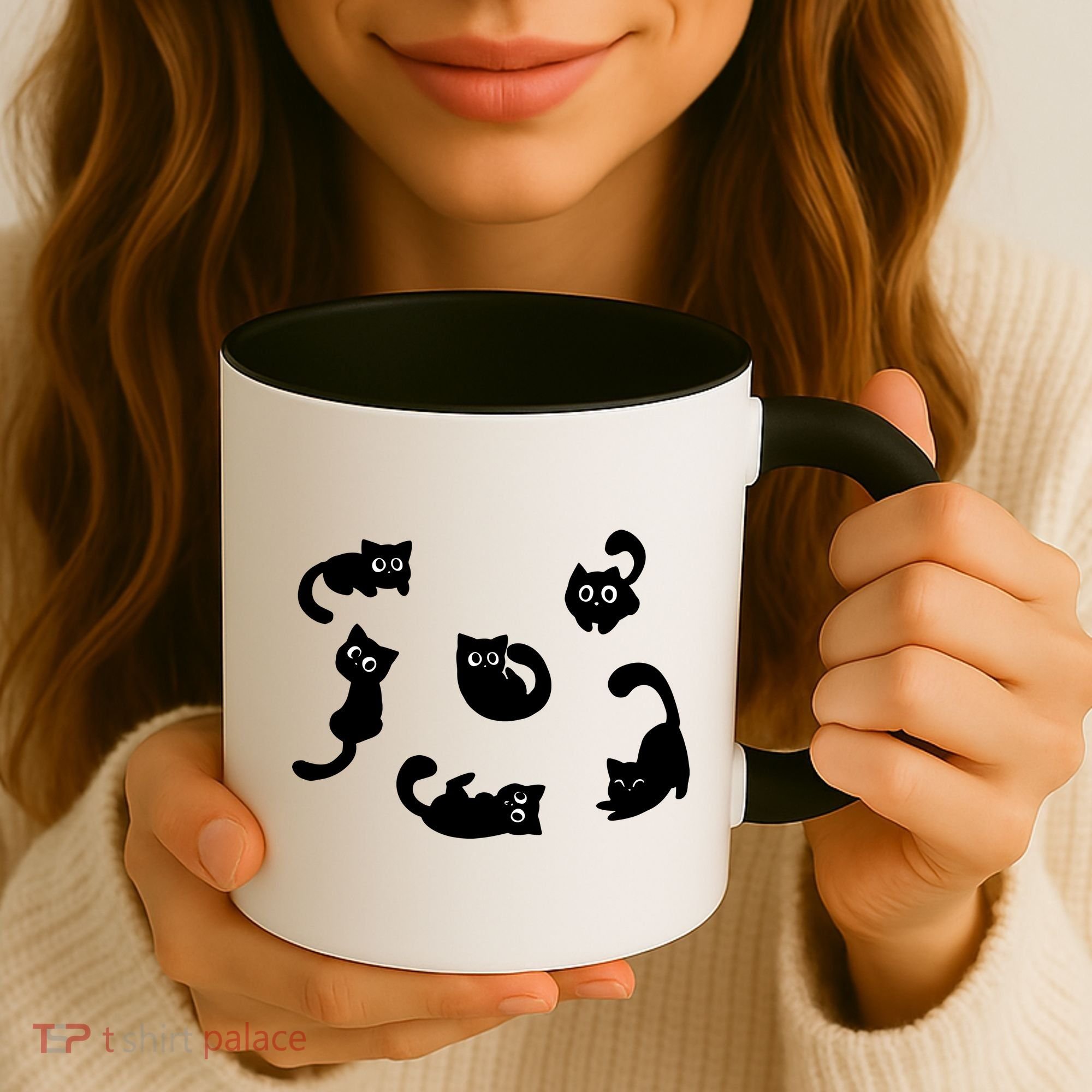 Cute Cat Funny Black Cat For Cat Lovers Cat Mom Coffee Mug