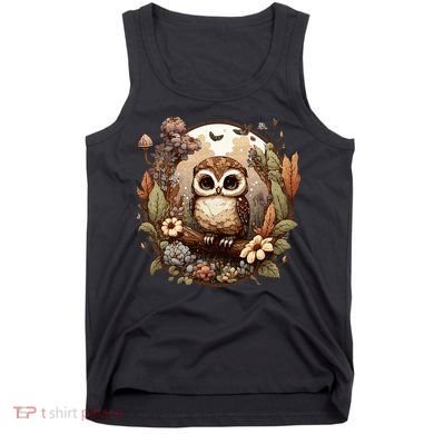 Cute Cottagecore Floral Owl Aesthetic Graphic Tank Top