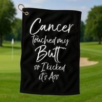 Colon Cancer Fun Cancer Touched My Butt So I Kicked It's Ass Meaningful Gift Golf Towel thumb 1