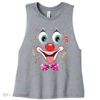 Carnival Clown Face Circus Carnivals Women's Racerback Cropped Tank thumb 0