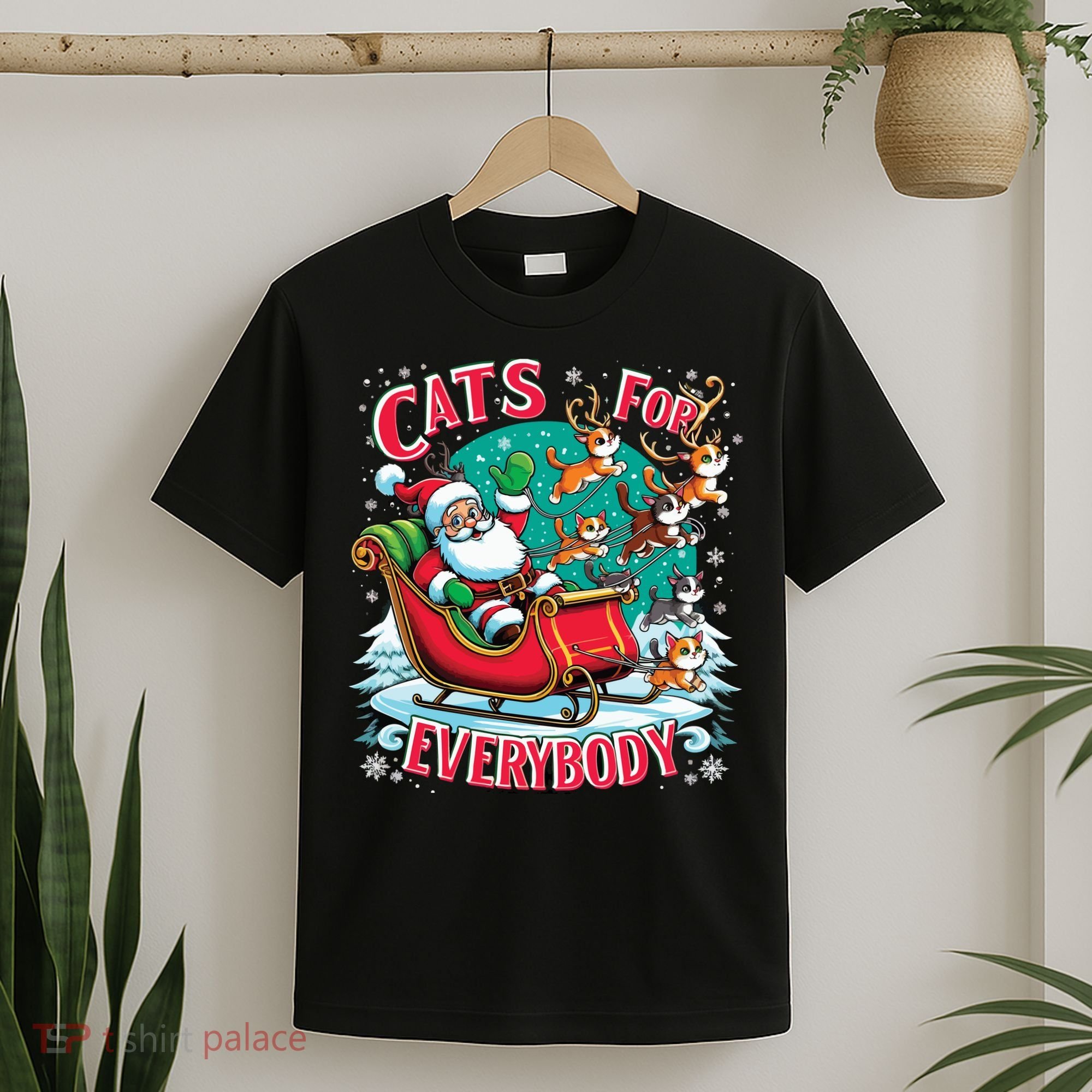 Christmas Cats For Everybody Funny Santa T-Shirt